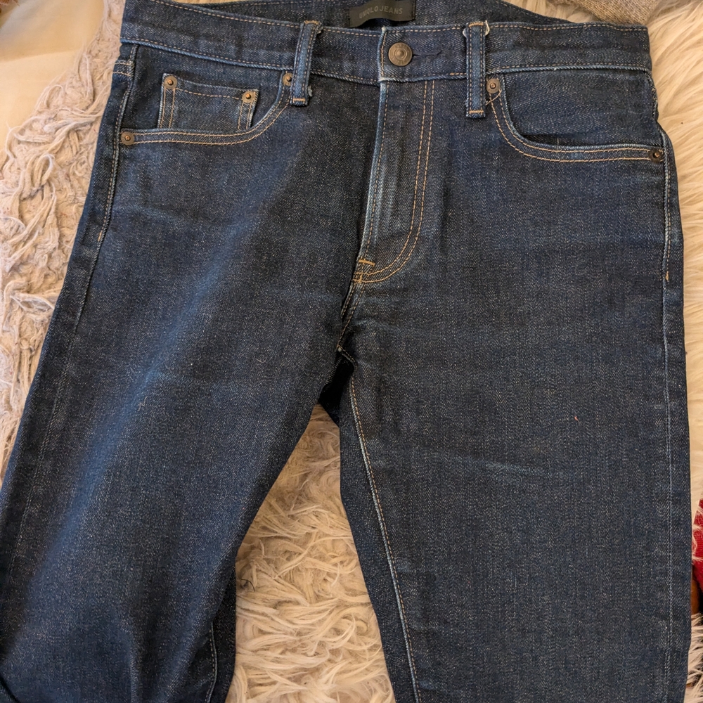 Uniqlo Kaihara Selvedge Men's Dark Blue Slim Jeans